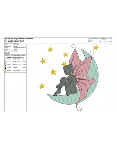 Motif de broderie machine souris sur la lune