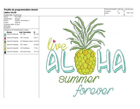 Instant download machine embroidery  watermelon hello summer