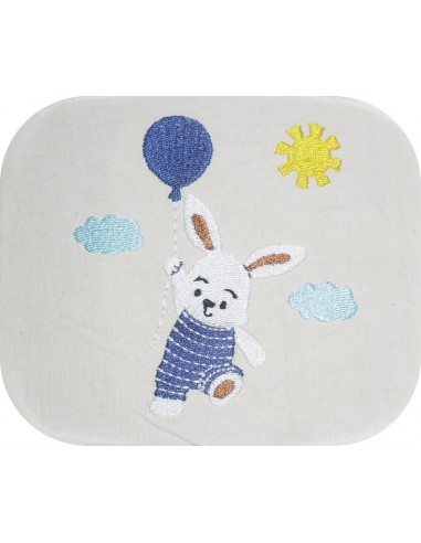 motif de broderie lapin dans un bolide