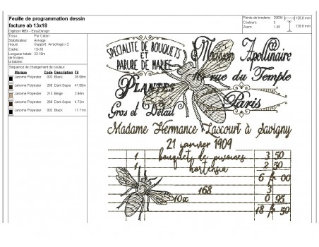 Motif de broderie machine abeille