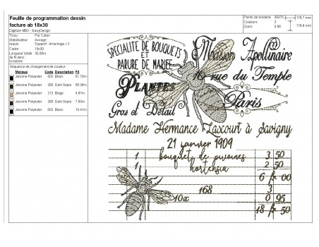 Motif de broderie machine abeille