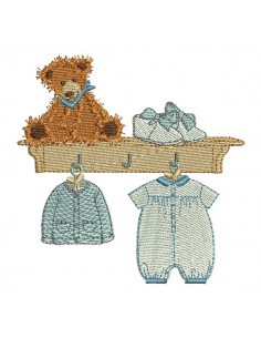 Mini Teddy Bear in Sweater Machine Embroidery Design