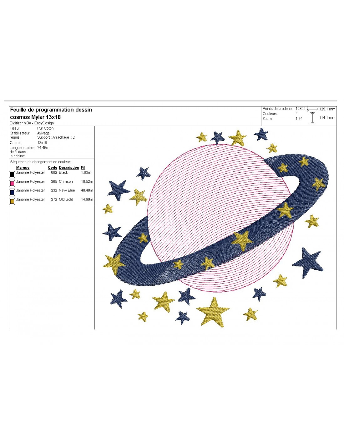  motif  de broderie plan te  en mylar