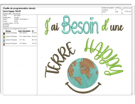 Motif de broderie machine terre happy