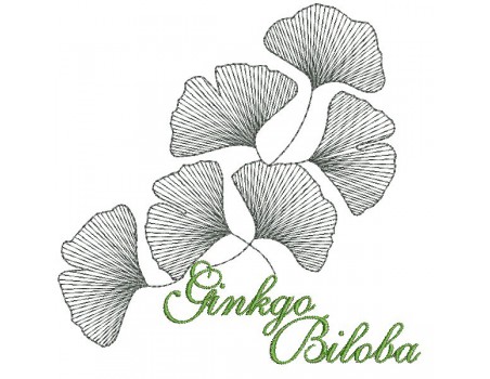 Motif de broderie machine  ginkgo biloba