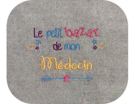 machine embroidery design text doctor Bazaar