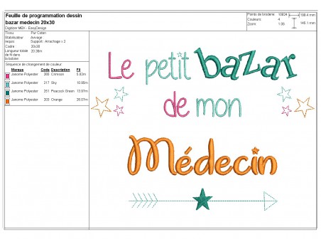 machine embroidery design text doctor Bazaar