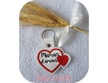 machine embroidery ith  mother's day heart keychain