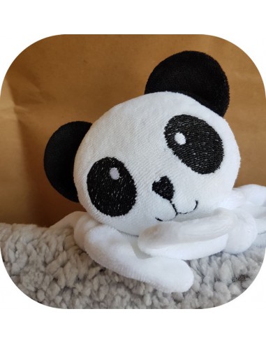 Sac à Doudou Fille Personnalisable broderie - Motif Panda Rose - CréaFlo