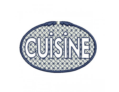 Motif de broderie machine cadre cuisine en embossage