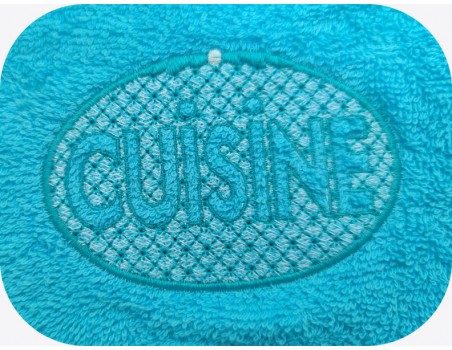 Motif de broderie machine cadre cuisine en embossage