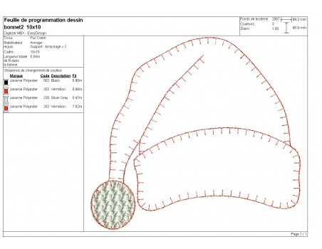 Motif de broderie machine bonnet de Noël  ITH