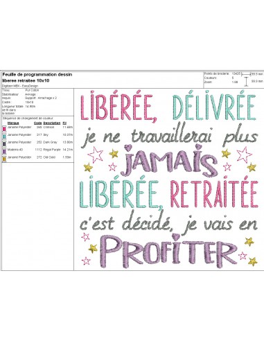 motif de broderie machine libérée retraitée