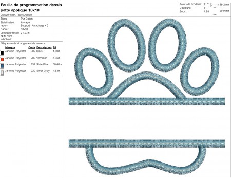 machine embroidery design applique and customizable dog  or cat paw