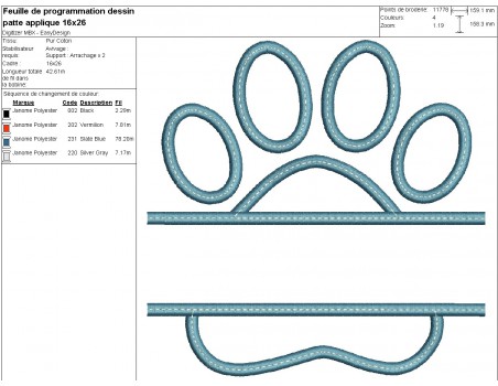 machine embroidery design applique and customizable dog  or cat paw