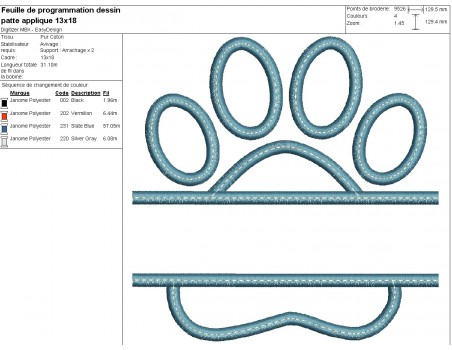 machine embroidery design applique and customizable dog  or cat paw