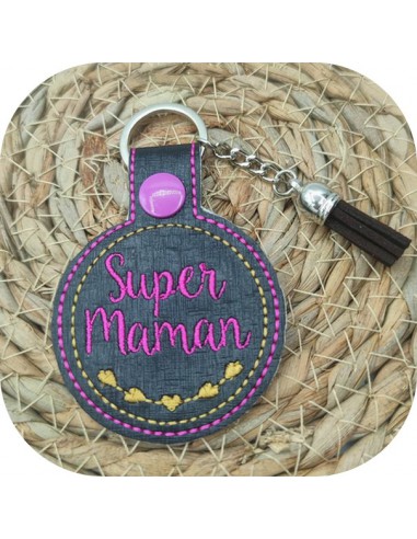 machine embroidery design  super mom keychain ith