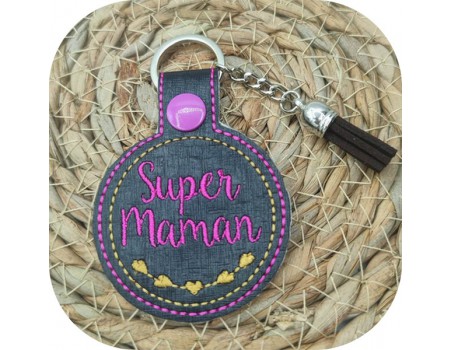 machine embroidery design  super mom keychain ith