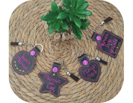 machine embroidery design  super mom keychain ith