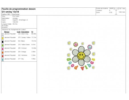 machine embroidery design  good vibes smiley daisy