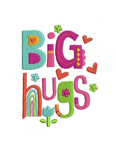 Motif de broderie machine vintage Big Hugs