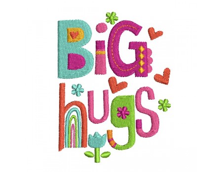 Motif de broderie machine vintage Big Hugs