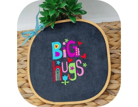 Motif de broderie machine vintage Big Hugs