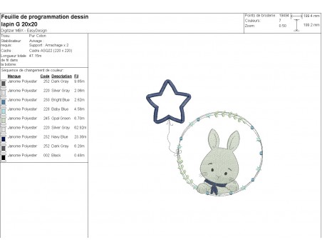 machine embroidery design rabbit boy with his customizable applied star balloon