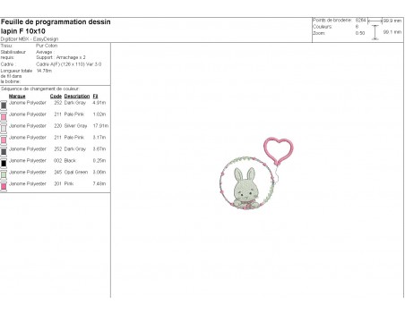 machine embroidery design rabbit girl with his customizable applied heart balloon