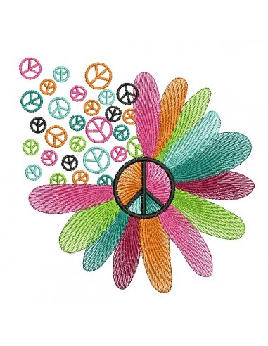 machine embroidery design daisy peace and love