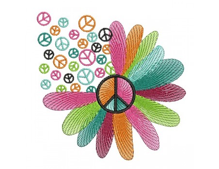 machine embroidery design daisy peace and love