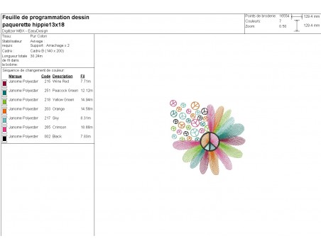 machine embroidery design daisy peace and love