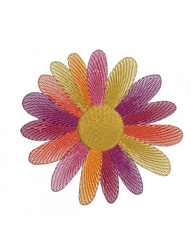 machine embroidery design  daisy of colors