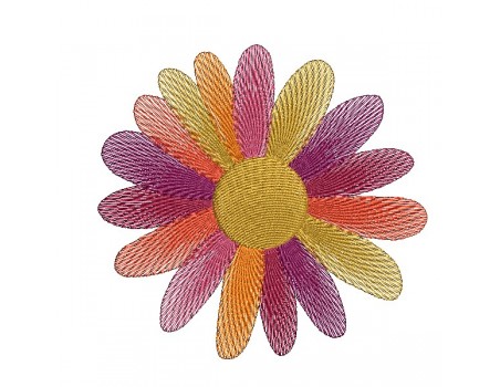 machine embroidery design  daisy of colors