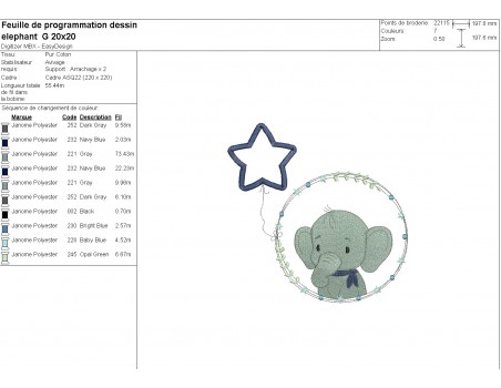 machine embroidery design elephant boy with his customizable applied star balloon