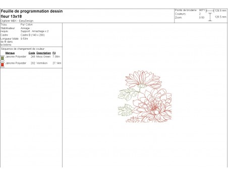 Motif de broderie machine fleur