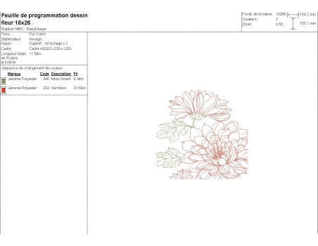 Motif de broderie machine fleur