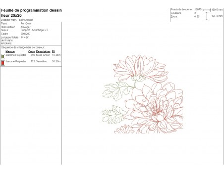 Motif de broderie machine fleur