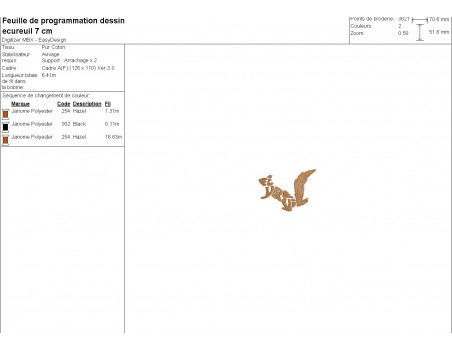 Motif de broderie machine écureuil