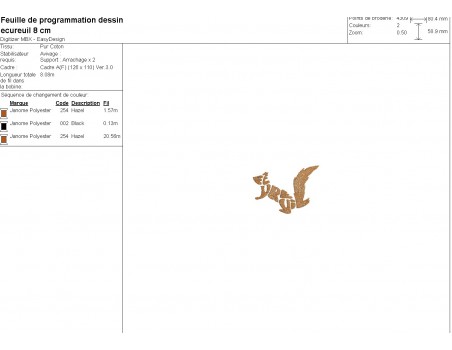 Motif de broderie machine écureuil