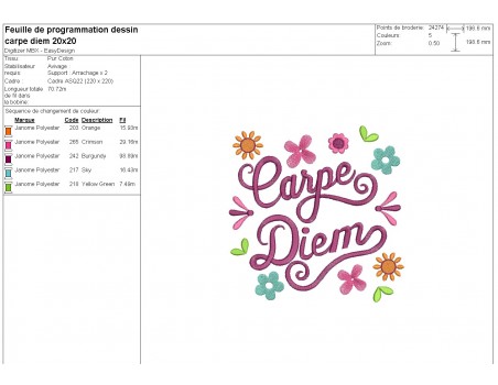 machine embroidery design  carpe diem