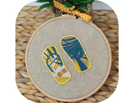 machine embroidery design  applique flip flops