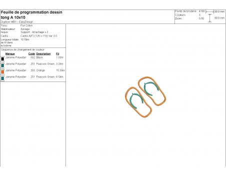 Motif de broderie machine tongs en appliqué