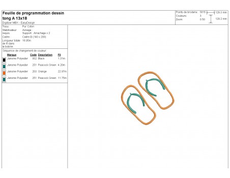 Motif de broderie machine tongs en appliqué