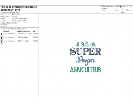 Machine embroidery design super farmer dad