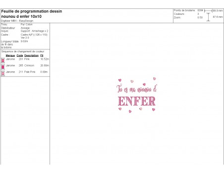 Motif de broderie machine nounou d'enfer