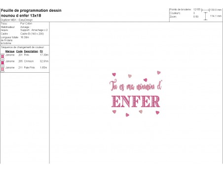 Motif de broderie machine nounou d'enfer