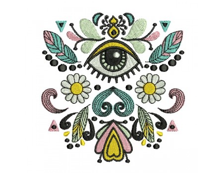 machine embroidery design  hippie eye