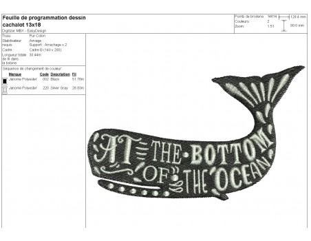 machine embroidery design  sperm whale