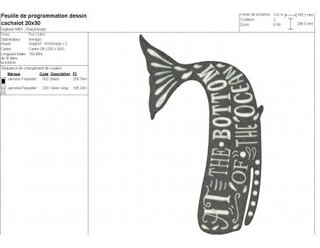 machine embroidery design  sperm whale